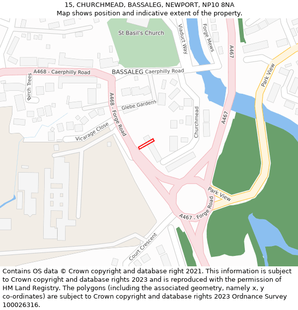 15, CHURCHMEAD, BASSALEG, NEWPORT, NP10 8NA: Location map and indicative extent of plot