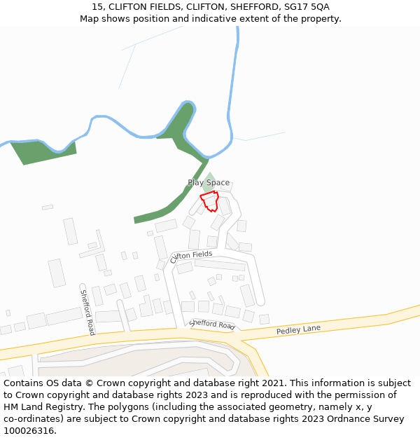 15, CLIFTON FIELDS, CLIFTON, SHEFFORD, SG17 5QA: Location map and indicative extent of plot