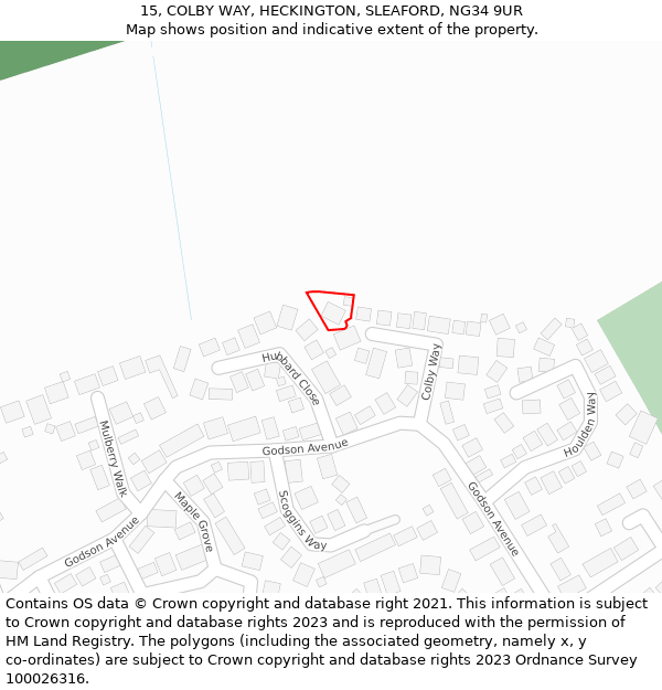15, COLBY WAY, HECKINGTON, SLEAFORD, NG34 9UR: Location map and indicative extent of plot