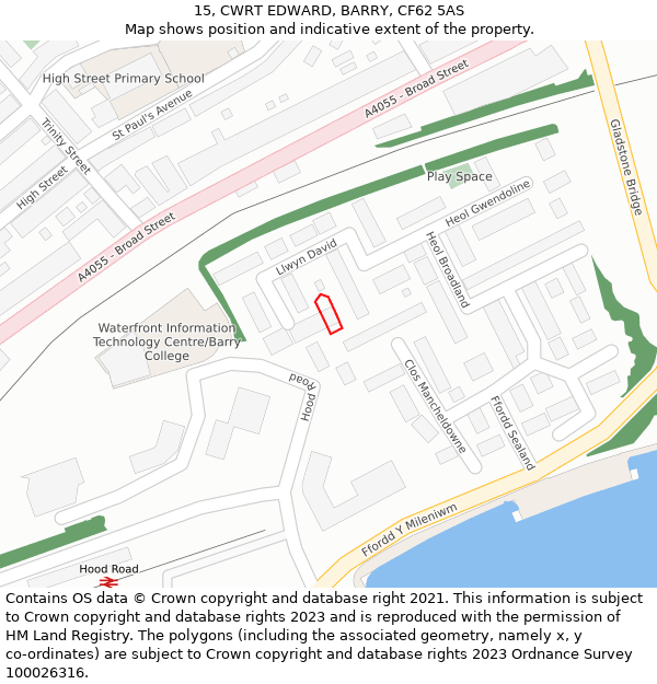 15, CWRT EDWARD, BARRY, CF62 5AS: Location map and indicative extent of plot