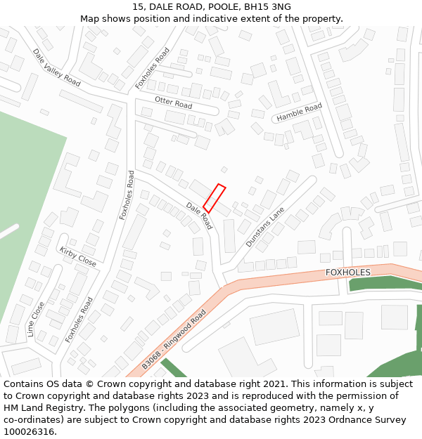 15, DALE ROAD, POOLE, BH15 3NG: Location map and indicative extent of plot