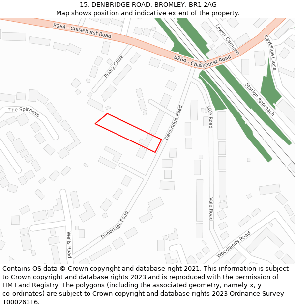 15, DENBRIDGE ROAD, BROMLEY, BR1 2AG: Location map and indicative extent of plot
