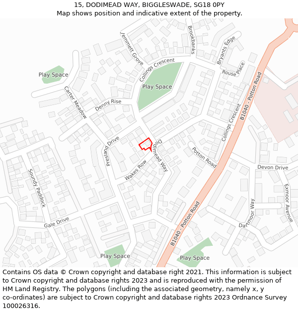 15, DODIMEAD WAY, BIGGLESWADE, SG18 0PY: Location map and indicative extent of plot