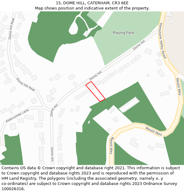 15, DOME HILL, CATERHAM, CR3 6EE: Location map and indicative extent of plot