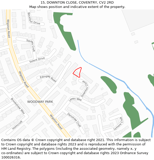 15, DOWNTON CLOSE, COVENTRY, CV2 2RD: Location map and indicative extent of plot