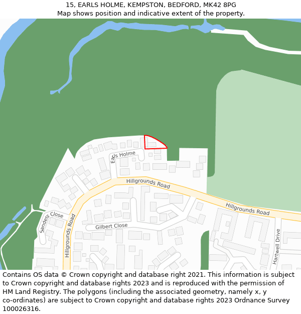 15, EARLS HOLME, KEMPSTON, BEDFORD, MK42 8PG: Location map and indicative extent of plot