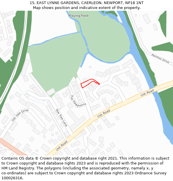 15, EAST LYNNE GARDENS, CAERLEON, NEWPORT, NP18 1NT: Location map and indicative extent of plot