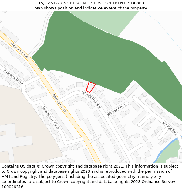 15, EASTWICK CRESCENT, STOKE-ON-TRENT, ST4 8PU: Location map and indicative extent of plot