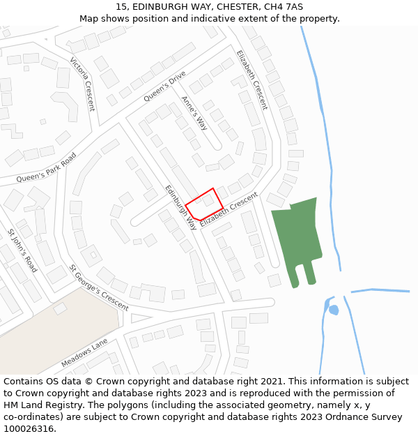 15, EDINBURGH WAY, CHESTER, CH4 7AS: Location map and indicative extent of plot