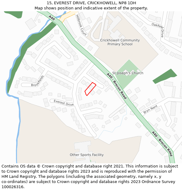 15, EVEREST DRIVE, CRICKHOWELL, NP8 1DH: Location map and indicative extent of plot