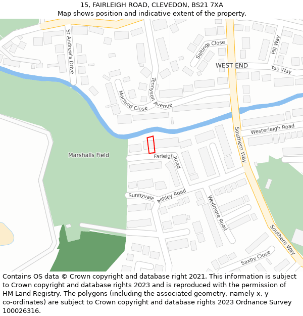 15, FAIRLEIGH ROAD, CLEVEDON, BS21 7XA: Location map and indicative extent of plot