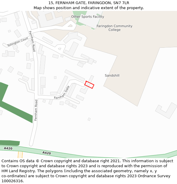 15, FERNHAM GATE, FARINGDON, SN7 7LR: Location map and indicative extent of plot