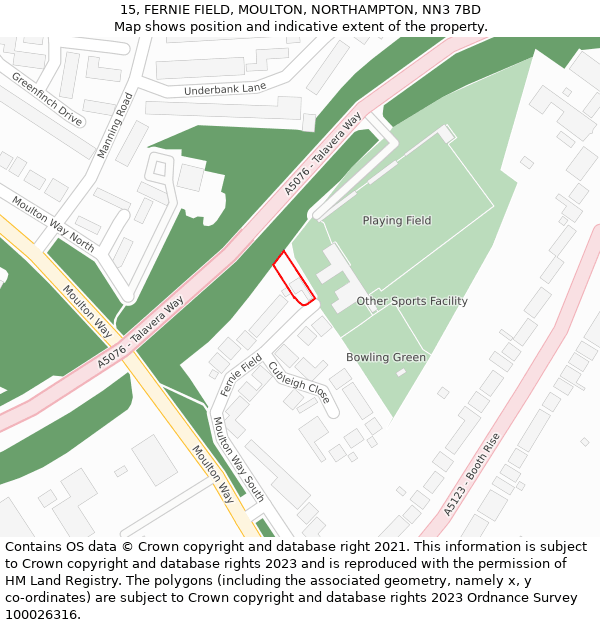 15, FERNIE FIELD, MOULTON, NORTHAMPTON, NN3 7BD: Location map and indicative extent of plot