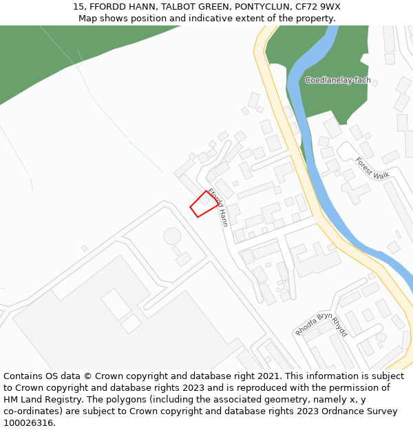 15, FFORDD HANN, TALBOT GREEN, PONTYCLUN, CF72 9WX: Location map and indicative extent of plot