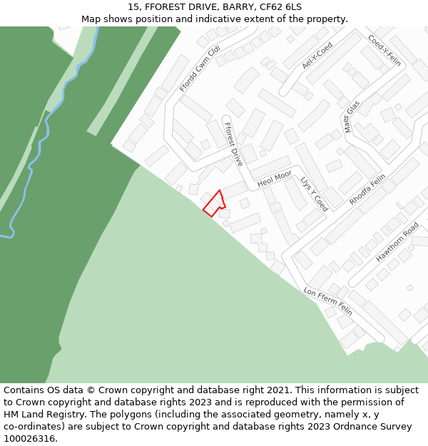 15, FFOREST DRIVE, BARRY, CF62 6LS: Location map and indicative extent of plot