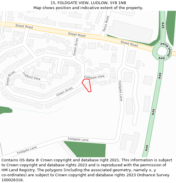 15, FOLDGATE VIEW, LUDLOW, SY8 1NB: Location map and indicative extent of plot