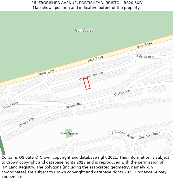 15, FROBISHER AVENUE, PORTISHEAD, BRISTOL, BS20 6XB: Location map and indicative extent of plot