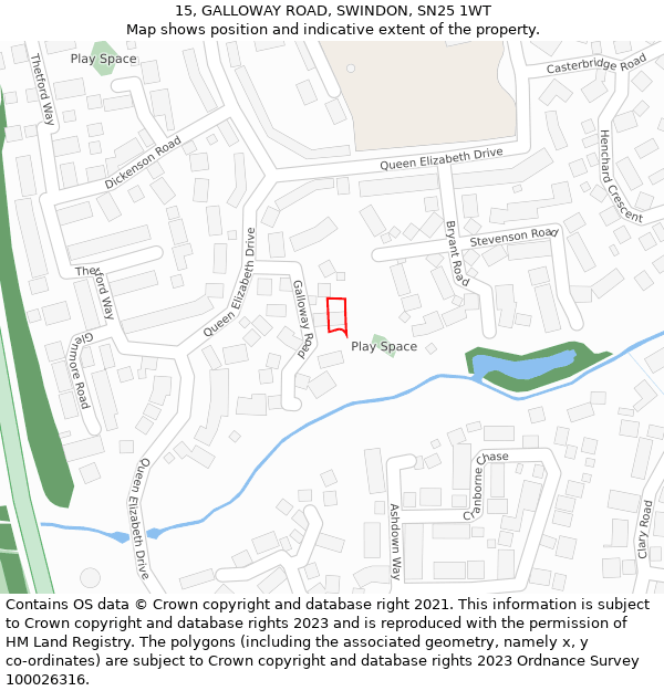 15, GALLOWAY ROAD, SWINDON, SN25 1WT: Location map and indicative extent of plot