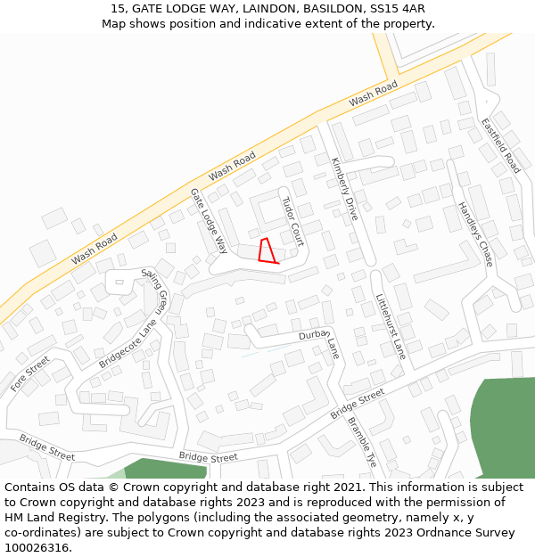 15, GATE LODGE WAY, LAINDON, BASILDON, SS15 4AR: Location map and indicative extent of plot