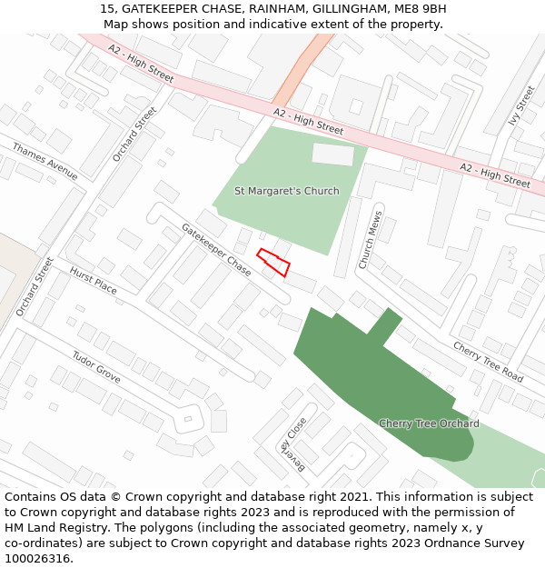 15, GATEKEEPER CHASE, RAINHAM, GILLINGHAM, ME8 9BH: Location map and indicative extent of plot