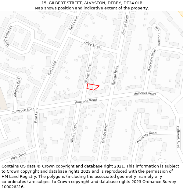 15, GILBERT STREET, ALVASTON, DERBY, DE24 0LB: Location map and indicative extent of plot
