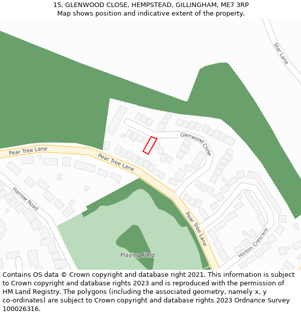 15, GLENWOOD CLOSE, HEMPSTEAD, GILLINGHAM, ME7 3RP: Location map and indicative extent of plot