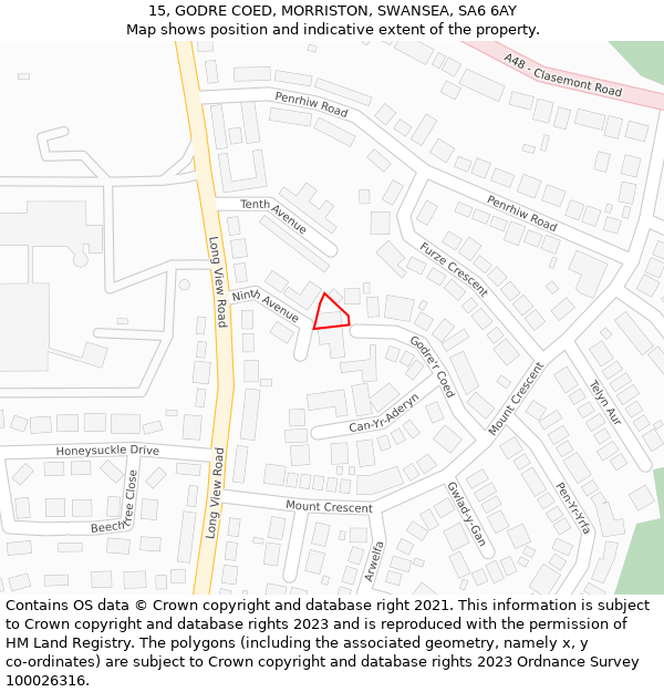 15, GODRE COED, MORRISTON, SWANSEA, SA6 6AY: Location map and indicative extent of plot