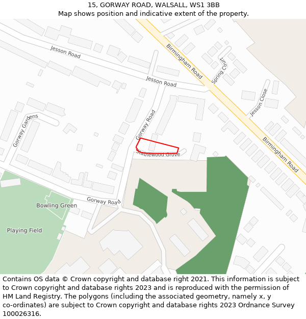 15, GORWAY ROAD, WALSALL, WS1 3BB: Location map and indicative extent of plot