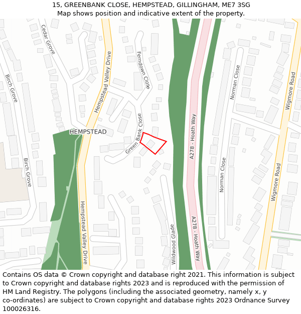 15, GREENBANK CLOSE, HEMPSTEAD, GILLINGHAM, ME7 3SG: Location map and indicative extent of plot