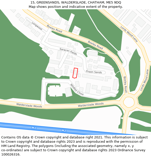 15, GREENSANDS, WALDERSLADE, CHATHAM, ME5 9DQ: Location map and indicative extent of plot