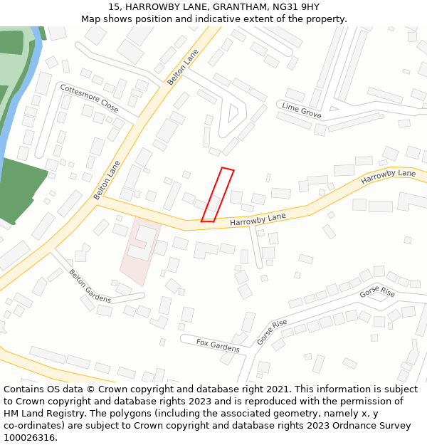 15, HARROWBY LANE, GRANTHAM, NG31 9HY: Location map and indicative extent of plot