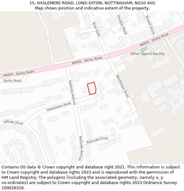 15, HASLEMERE ROAD, LONG EATON, NOTTINGHAM, NG10 4AG: Location map and indicative extent of plot