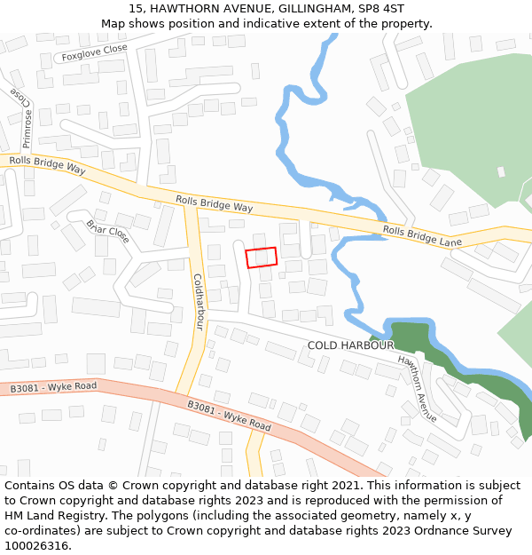 15, HAWTHORN AVENUE, GILLINGHAM, SP8 4ST: Location map and indicative extent of plot