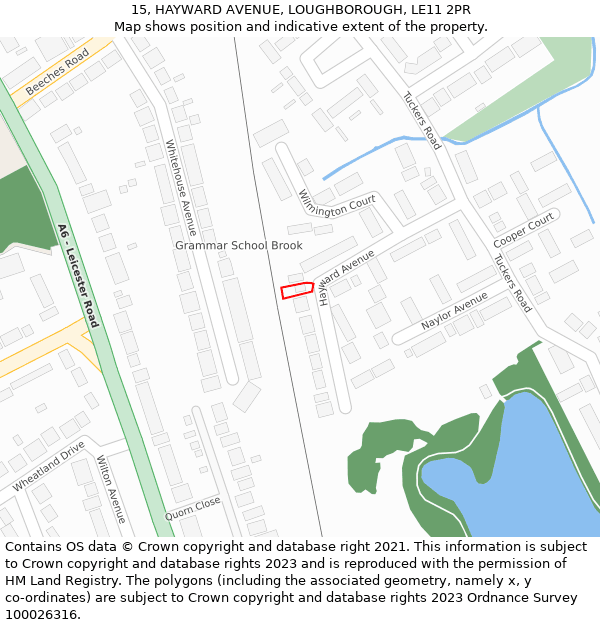 15, HAYWARD AVENUE, LOUGHBOROUGH, LE11 2PR: Location map and indicative extent of plot