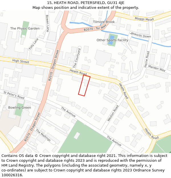 15, HEATH ROAD, PETERSFIELD, GU31 4JE: Location map and indicative extent of plot