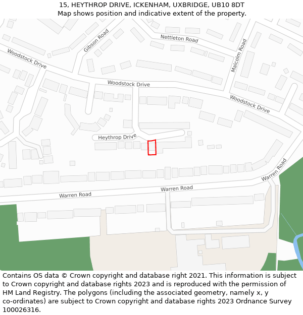 15, HEYTHROP DRIVE, ICKENHAM, UXBRIDGE, UB10 8DT: Location map and indicative extent of plot