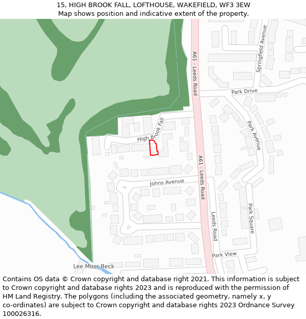 15, HIGH BROOK FALL, LOFTHOUSE, WAKEFIELD, WF3 3EW: Location map and indicative extent of plot