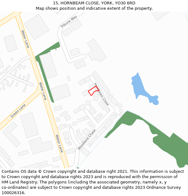 15, HORNBEAM CLOSE, YORK, YO30 6RD: Location map and indicative extent of plot