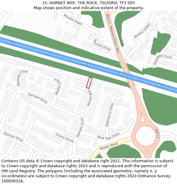 15, HORNET WAY, THE ROCK, TELFORD, TF3 5DY: Location map and indicative extent of plot