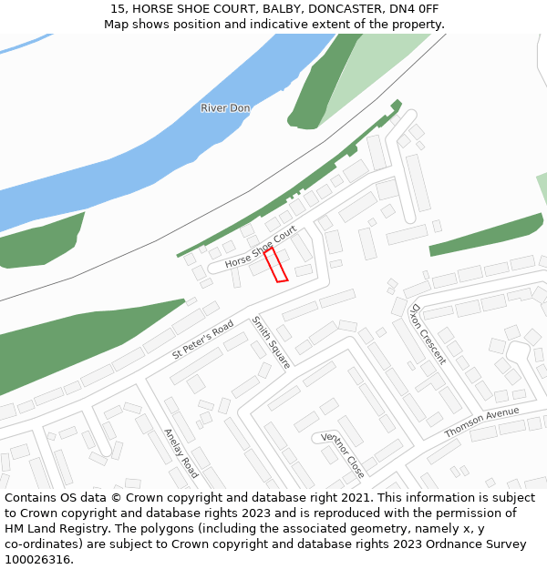 15, HORSE SHOE COURT, BALBY, DONCASTER, DN4 0FF: Location map and indicative extent of plot