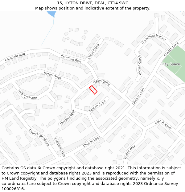 15, HYTON DRIVE, DEAL, CT14 9WG: Location map and indicative extent of plot