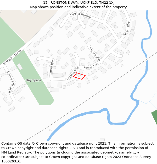 15, IRONSTONE WAY, UCKFIELD, TN22 1XJ: Location map and indicative extent of plot