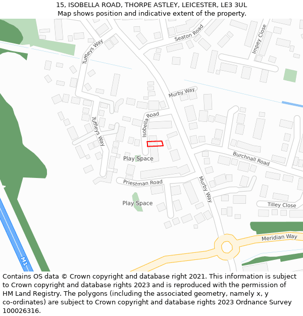 15, ISOBELLA ROAD, THORPE ASTLEY, LEICESTER, LE3 3UL: Location map and indicative extent of plot