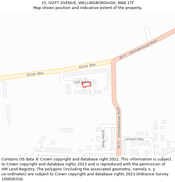 15, IVATT AVENUE, WELLINGBOROUGH, NN8 1TF: Location map and indicative extent of plot