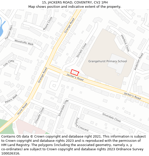 15, JACKERS ROAD, COVENTRY, CV2 1PH: Location map and indicative extent of plot