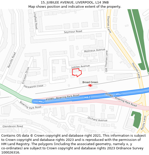 15, JUBILEE AVENUE, LIVERPOOL, L14 3NB: Location map and indicative extent of plot