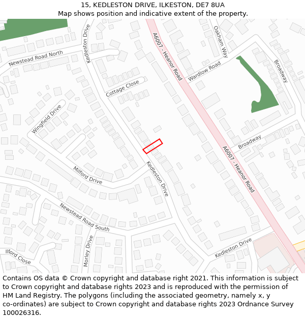 15, KEDLESTON DRIVE, ILKESTON, DE7 8UA: Location map and indicative extent of plot