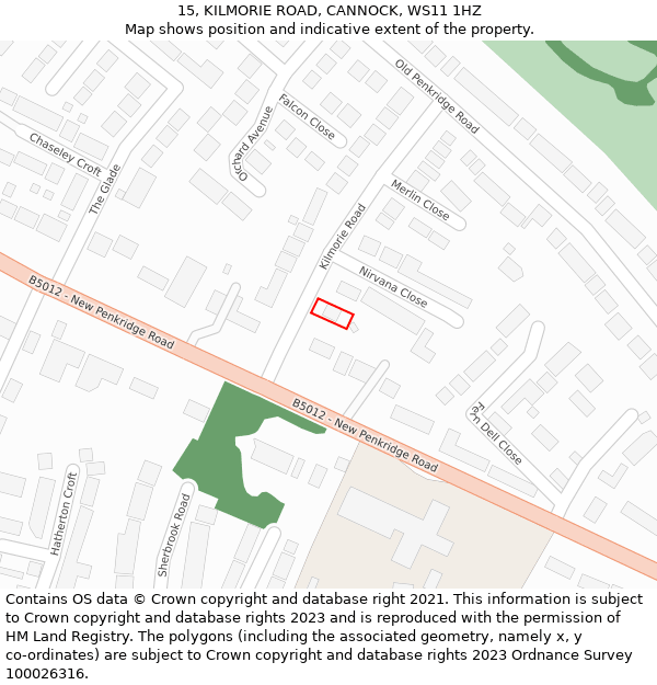 15, KILMORIE ROAD, CANNOCK, WS11 1HZ: Location map and indicative extent of plot