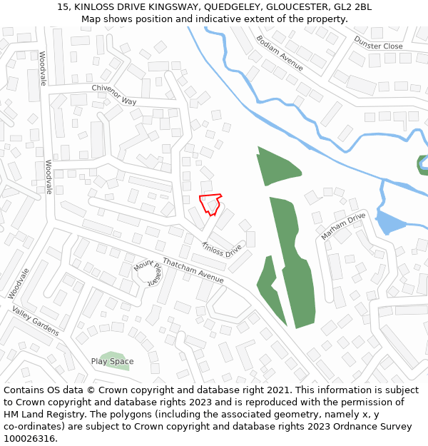 15, KINLOSS DRIVE KINGSWAY, QUEDGELEY, GLOUCESTER, GL2 2BL: Location map and indicative extent of plot