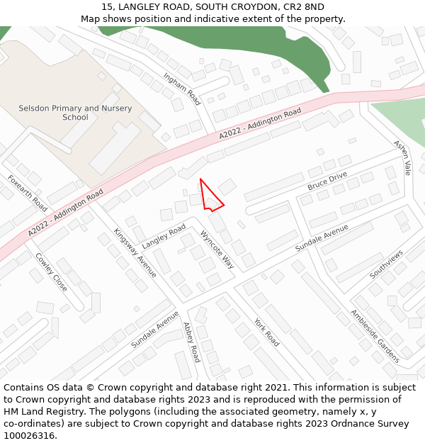 15, LANGLEY ROAD, SOUTH CROYDON, CR2 8ND: Location map and indicative extent of plot